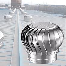 Roof Wind Turbines Cap Vent Round, Stainless Steel Exhaust Cap Roof Flue Vent, EasysToInstall Chimney Cowl, Galvanized Bracket, Unpowered Rotation Mute Rainproofs Roof Ventilator Roof Vents