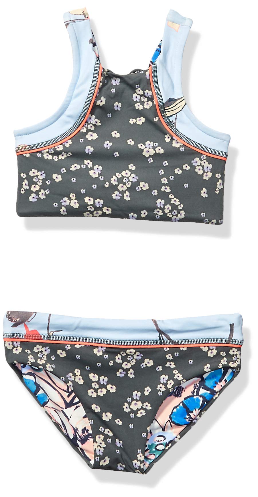 Girls' High Neck with Lace Up Back Bikini Swimsuit Set