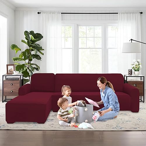 Miniatura 6 de HDCAXKJ Fundas de sofá modulares elásticas resistentes al agua, fundas universales en forma de L de 2 piezas gruesas en forma de L, juego de fundas