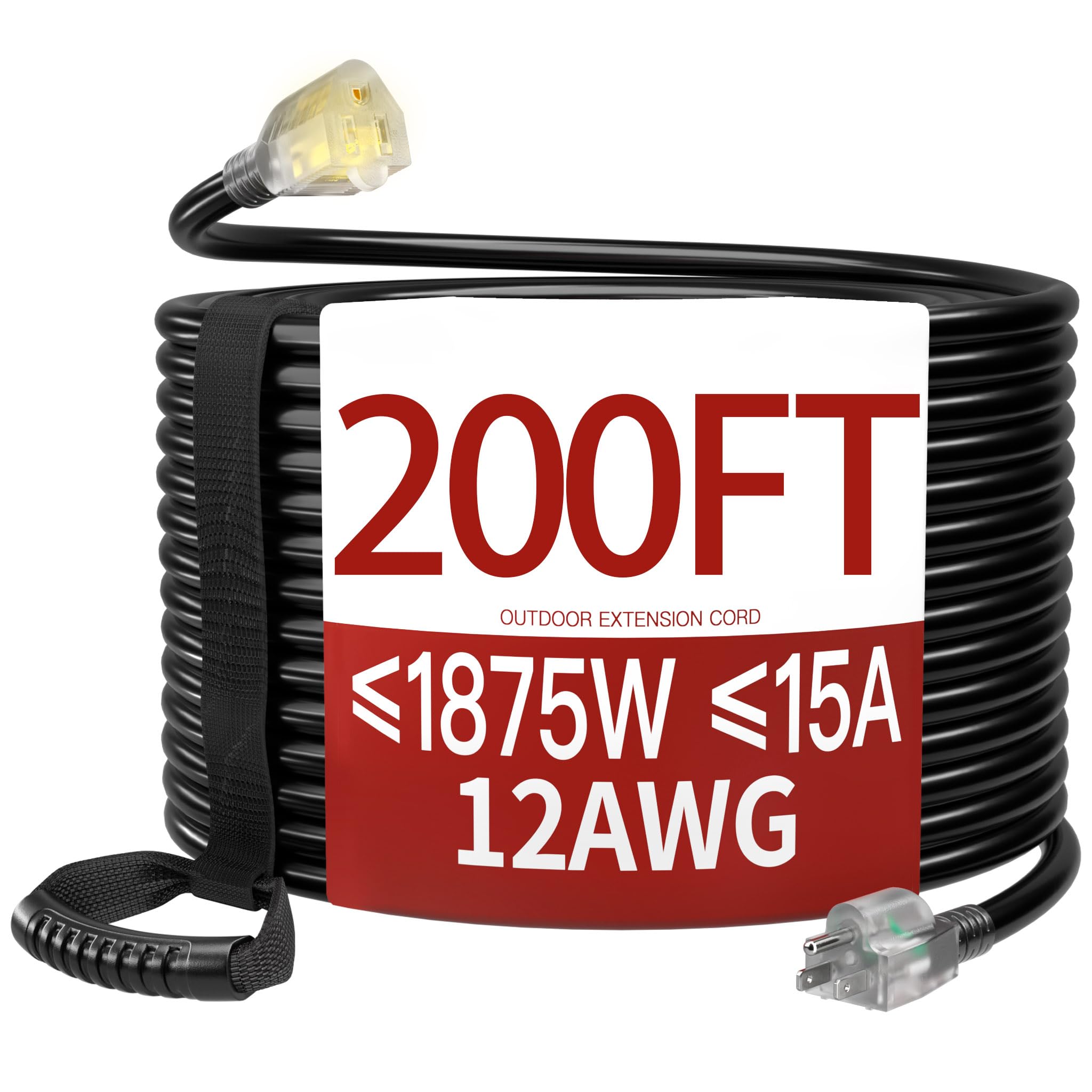Skrizcable 200 FT 12 Gauge Heavy Duty Extension Cord Outdoor, Black