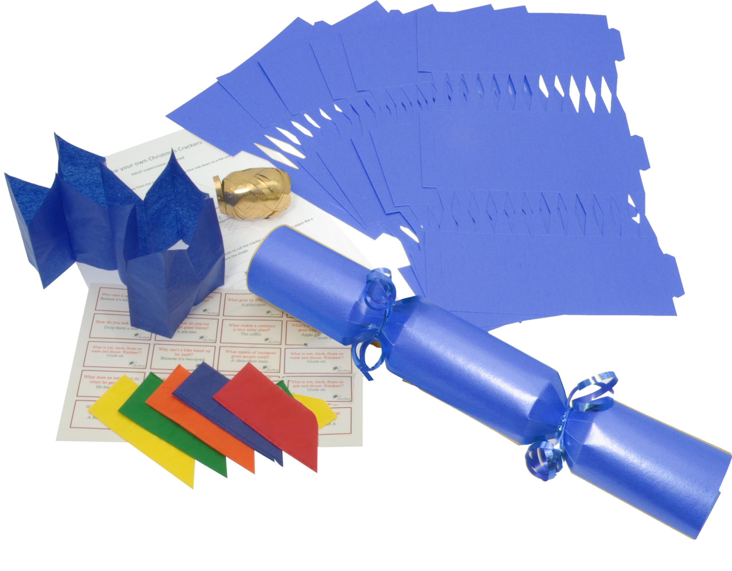 Brimtoy 10 X Make Your own Large (14” / 35cm) Snap Free Cracker kit - Blue