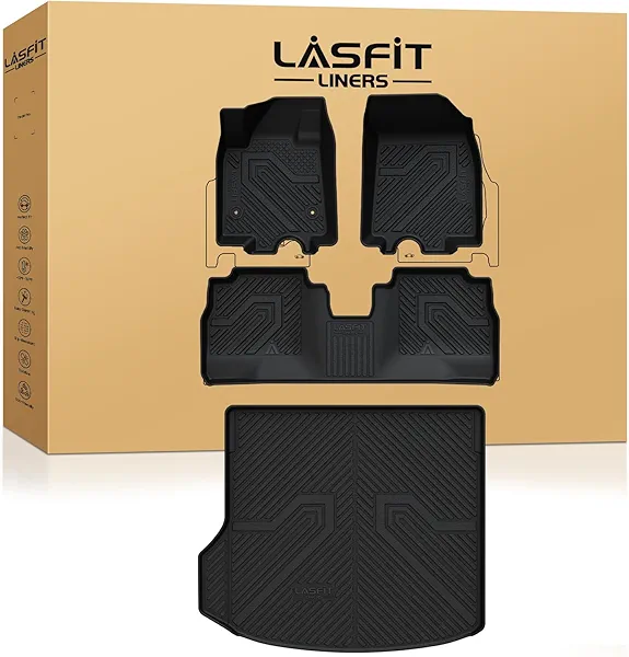 LASFIT Floor Mats & Cargo Liner for Chevrolet Chevy Equinox EV (Not Fit Gasoline) 2024 2025 2026, All Weather TPE Custom Fit Floor Mats for Car, Car Floor Mats Full Set for Chevy Equinox EV, Black