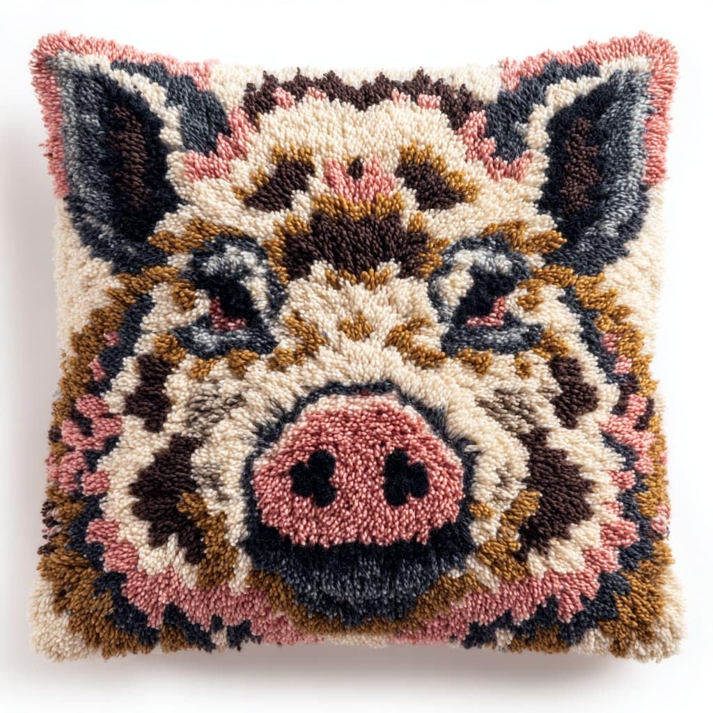 WallustrioaW Latch Hook Pillow Case Kits,Wild Boar