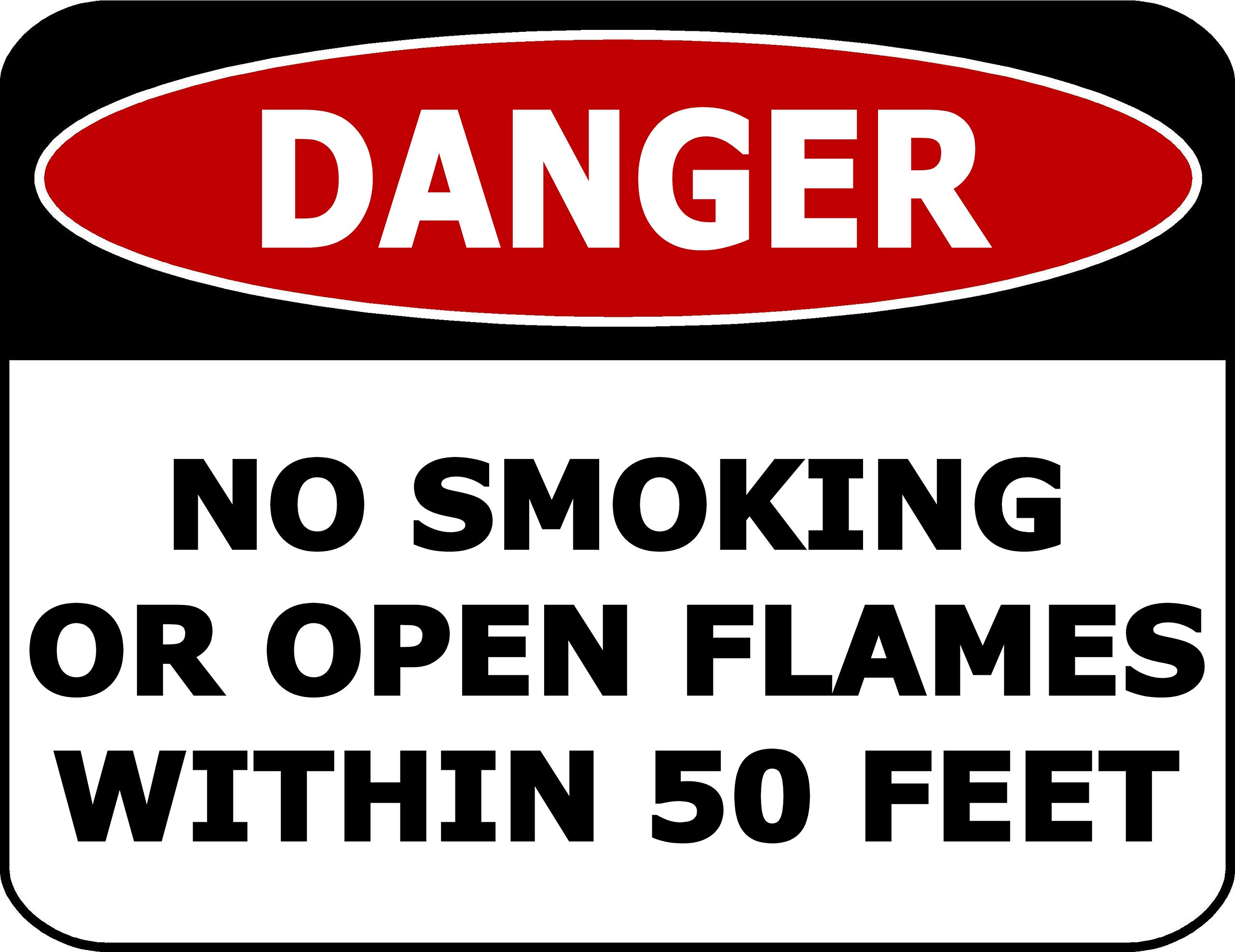 Aluminum Flammable Zone Safety Sign, No Smoking Within 50 Feet Of Open Flames Yard Indoor Outdoor Wall Decor, 12x8 Inches