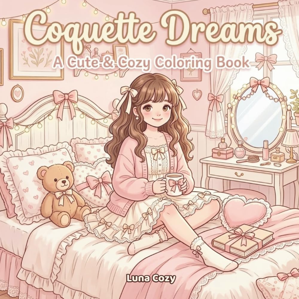 Cozy Coquette Coloring Book: Cute Hair Bows, Soft Girl Aesthetic, and Relaxing Bold and Easy Pages for Teens and Adults (Cozy Girl Moments Coloring Series)