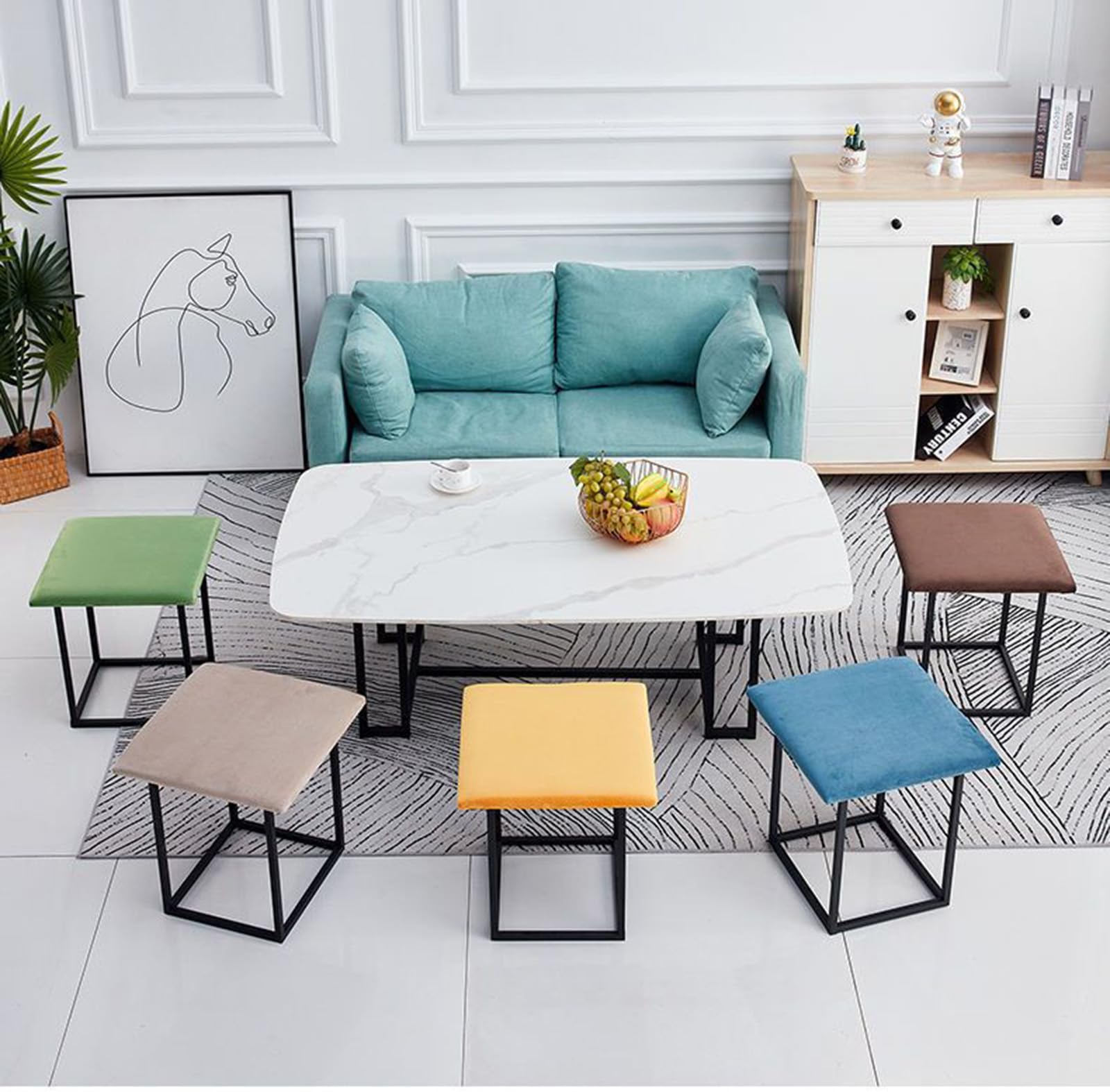 Taburete otomano apilable para fiesta al aire libre, organizador de asiento impermeable para sala de estar, dormitorio, cubo de asiento 5 en 1, silla cuadrada creativa y funcional (tamaño: 36 x 36 x