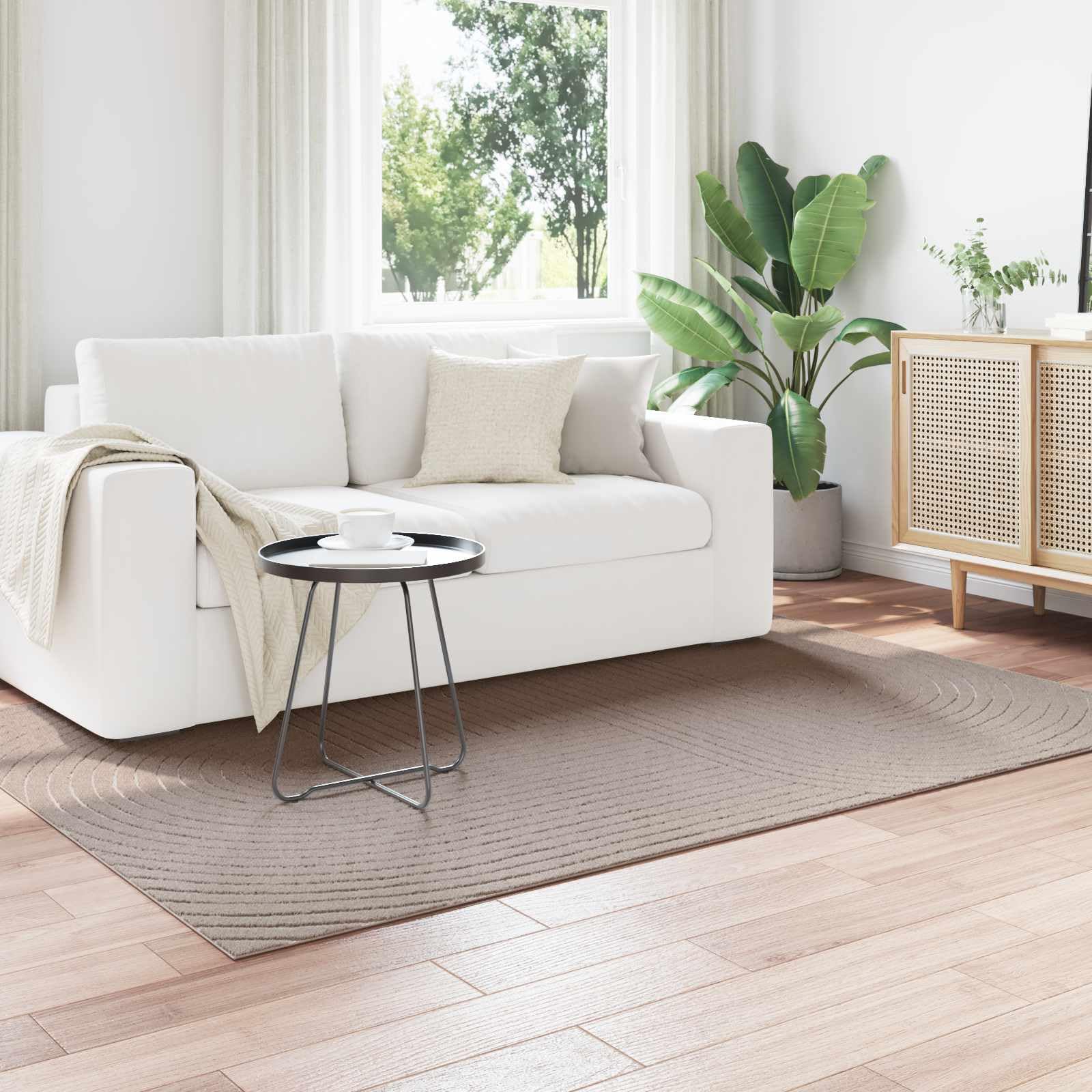 Alfombra Palmeras Beige 200 x 140 cm Poliéster Antideslizante Lavable para Salón Pasillo Terraza Moderna Suave Duradero con Amortiguación de Ruido