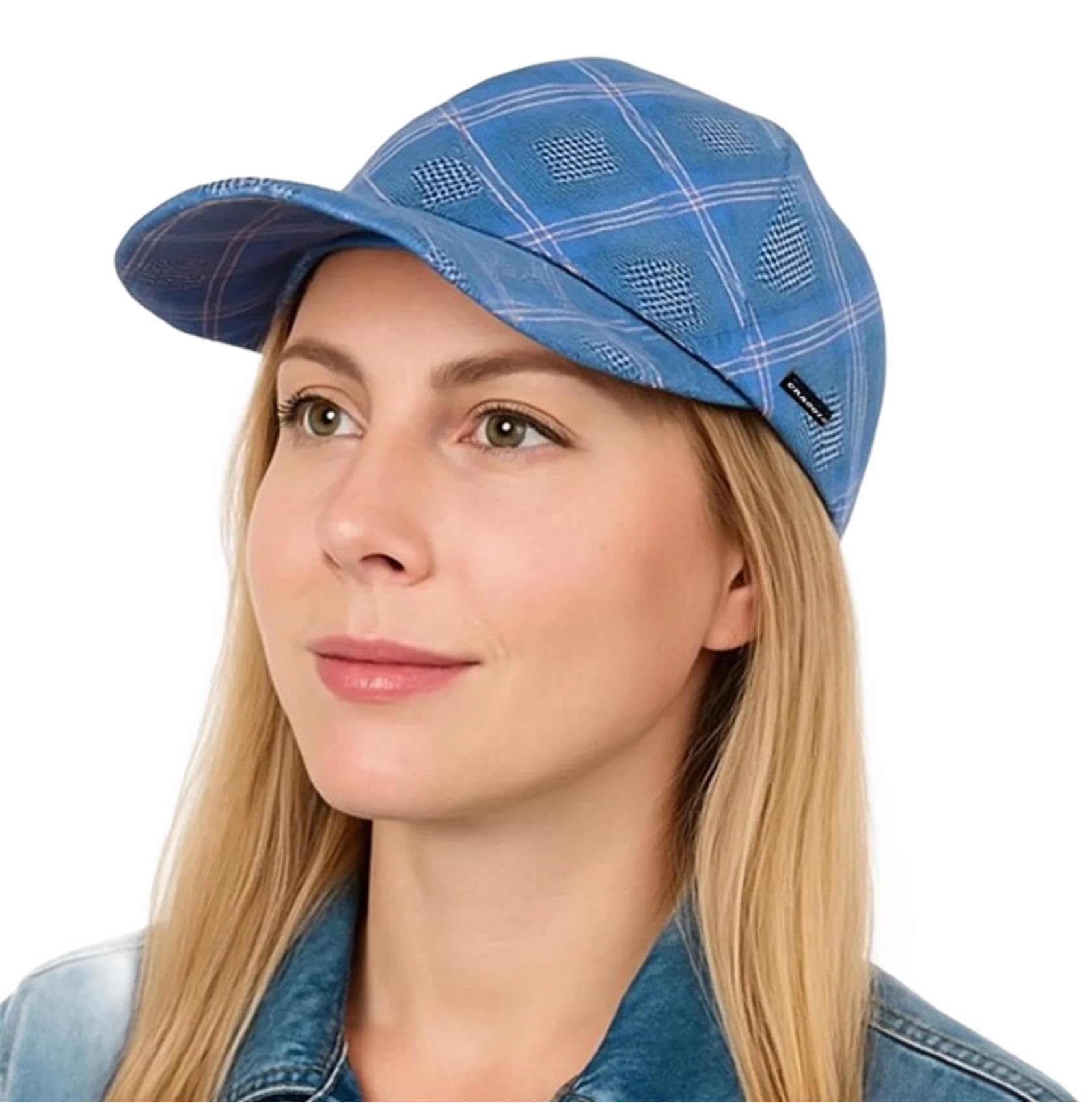 CRAGGI BAGS AND ACCESSORIES Unisex Patchwork Check Baseball Cap, Blue, One Size-L UK
