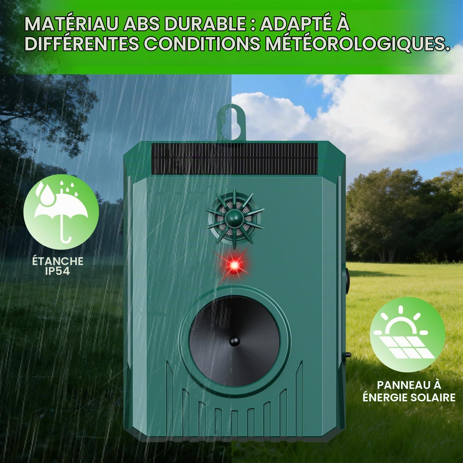 Répulsif solaire à ultrasons pour oiseaux extérieur