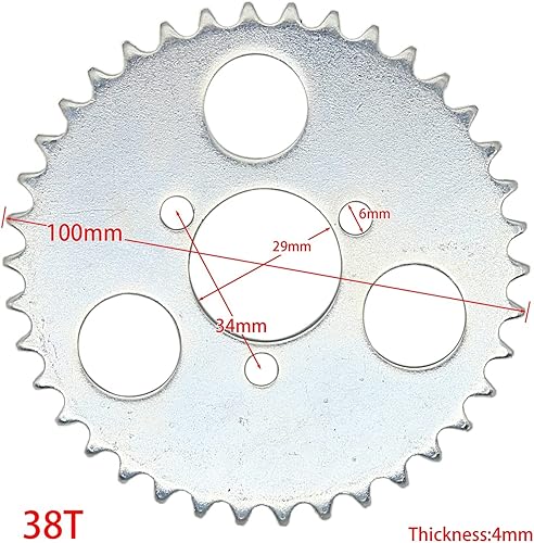 Miniatura 4 de 38T T8F - Piñón trasero de 1.142 in, mini moto, cuatrimoto, cuatrimoto, pozo de suciedad, bolsillo, cruz, 47 cc, piezas