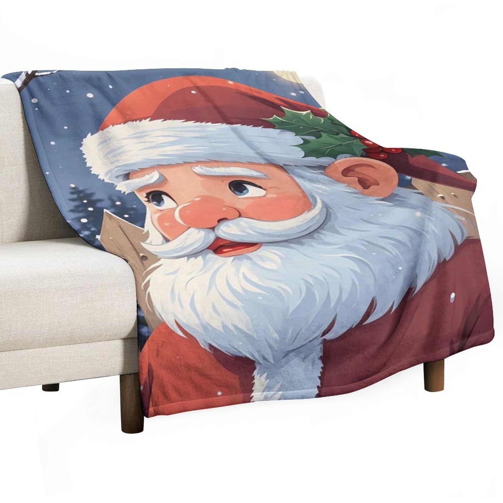 Plaid Père Noël en flanelle légère idéal pour soirées cocooning et camping