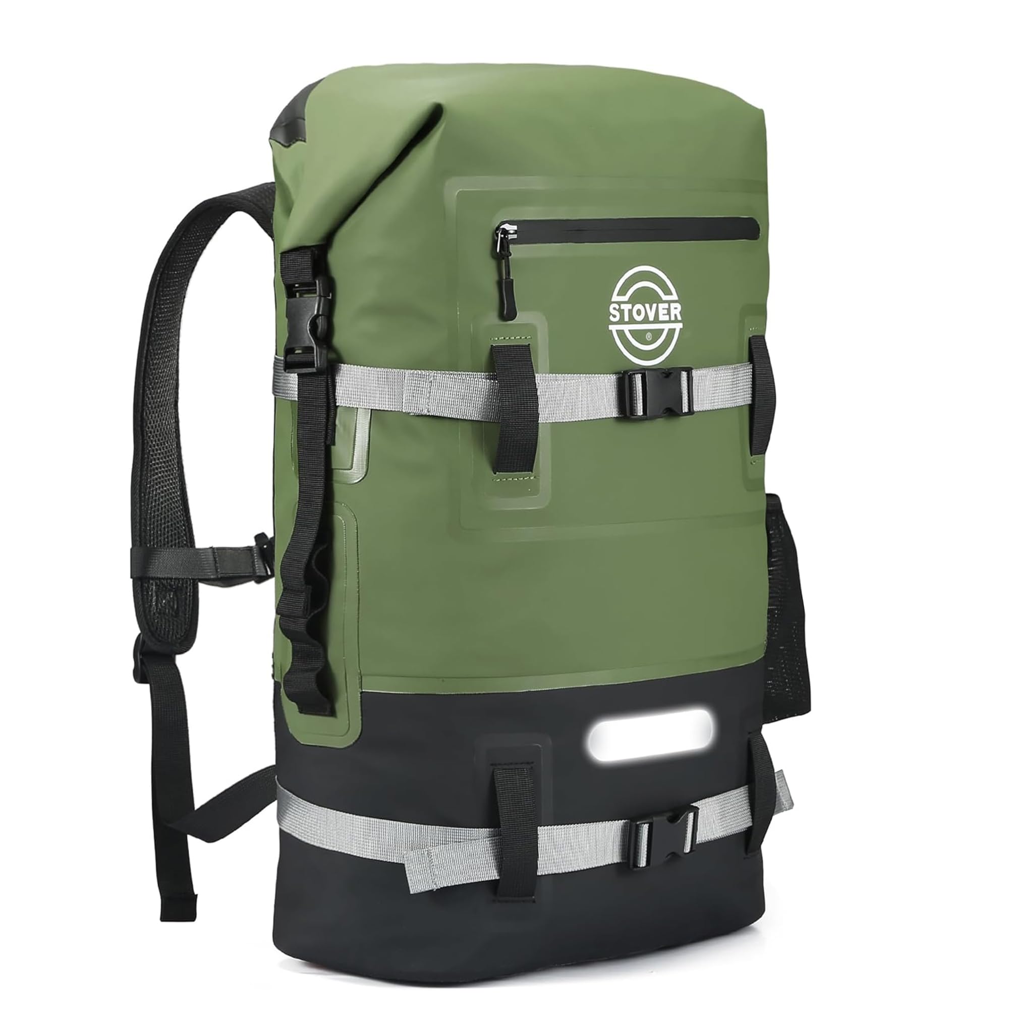 STOVER 5/10/25/30/40/55L Waterproof Dry Backpack - Large Floating Dry Bag for Kayaking, Travel, Tubing, Hiking, Fishing, Camping, Motorcycle, Beach Heavy Duty Roll Top for Men and Women (Green), 40L