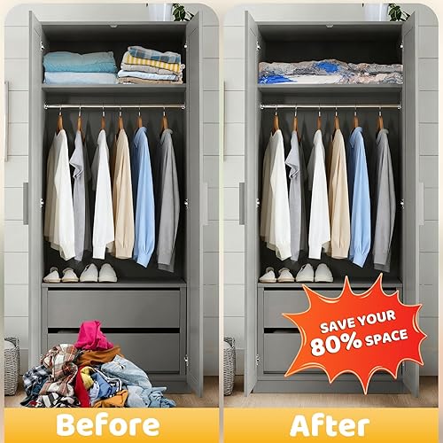 Miniatura 2 de Bolsas de almacenamiento al vacío con bomba eléctrica, bolsas de ahorro de espacio de varios tamaños para ropa, edredones y mantas, bolsas de