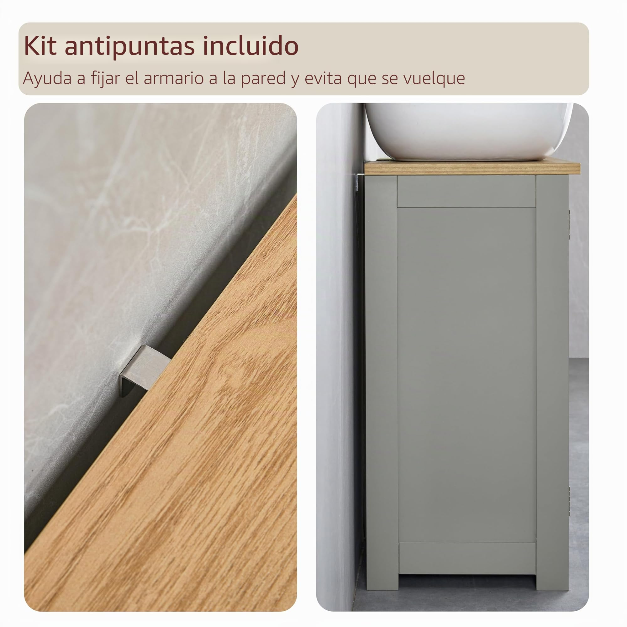 Bath Vida Priano - Armario de Almacenamiento para Debajo del Fregadero, Color Gris y Roble