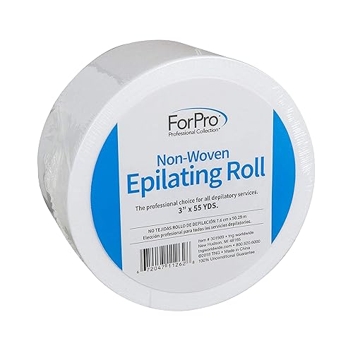 ForPro Rollo de depilación no tejido para depilación corporal y facial, resistente al desgarro, sin pelusas, 3 pulgadas x 55 yardas, color blanco
