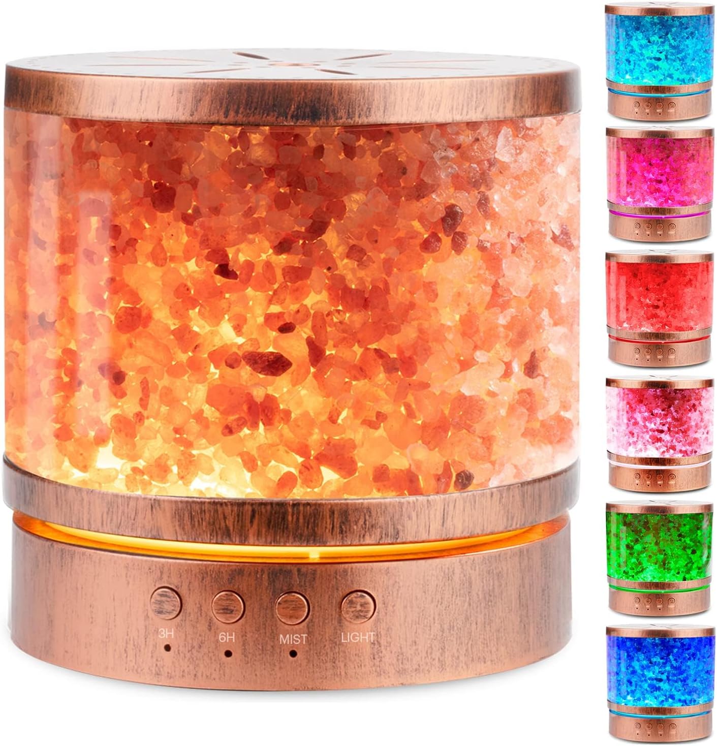 Essential Oil Diffuser Himalayan Salt Lamp Ultrasonic Cool Mist Humidifier 400 ml Aromatherapy Diffuser Humidifier for Large Room 7 Colors Changing LED Night Lights Birthday Gifts for Mom Women