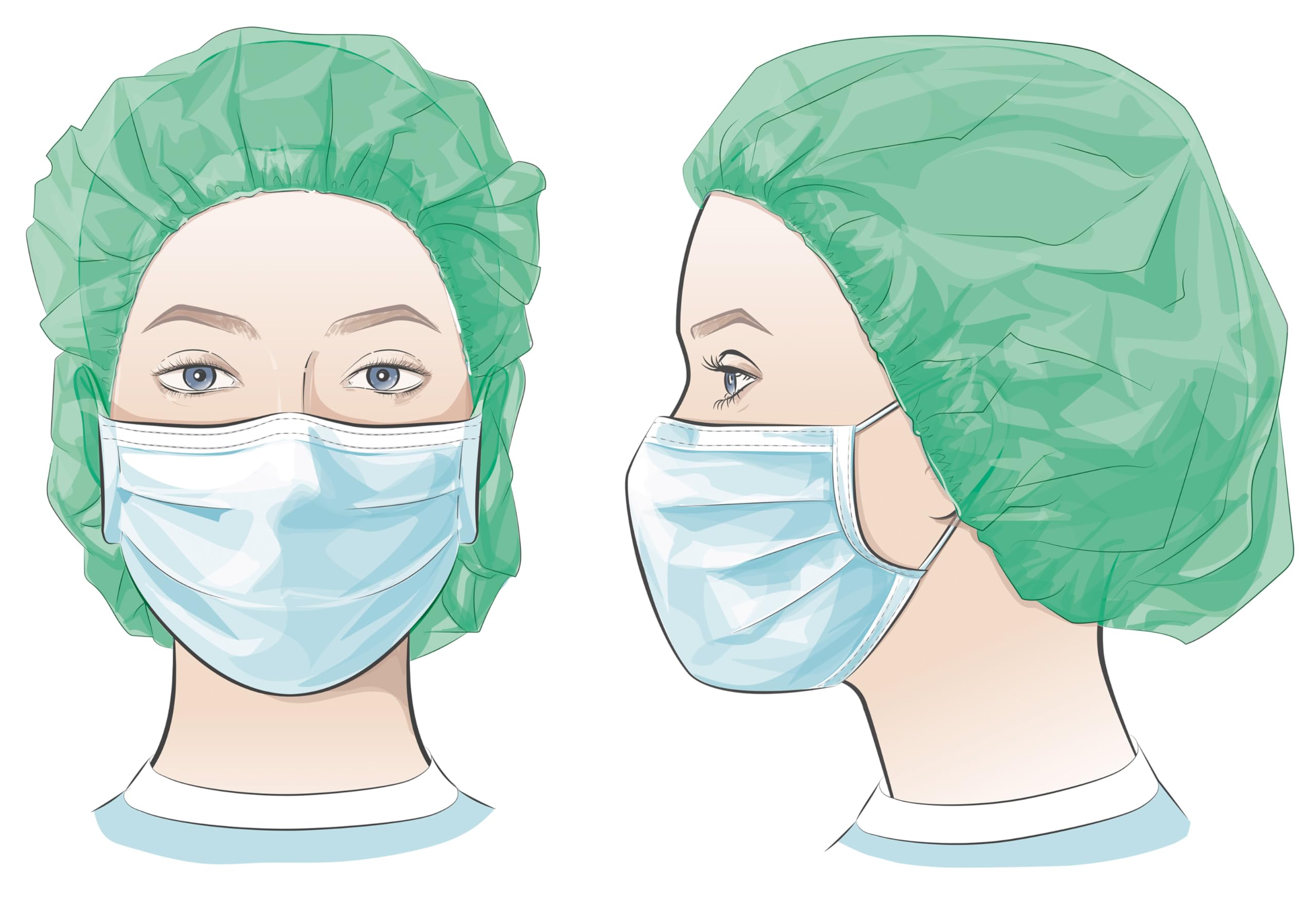 Tiga-Med, Pack Of 100 Nurse’s Caps, Headgear, Fleece Caps, One-use Caps, Surgical Caps - Green - View #9