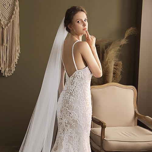 Miniatura 4 de AMBRE ADELE Long Tulle Wedding Veil for Brides