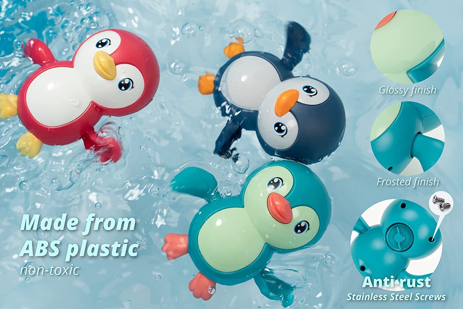 1 Pcs Swimming Penguin Turtle Bath Tub Toys for Baby Boys & Girls - Float on Water 4
