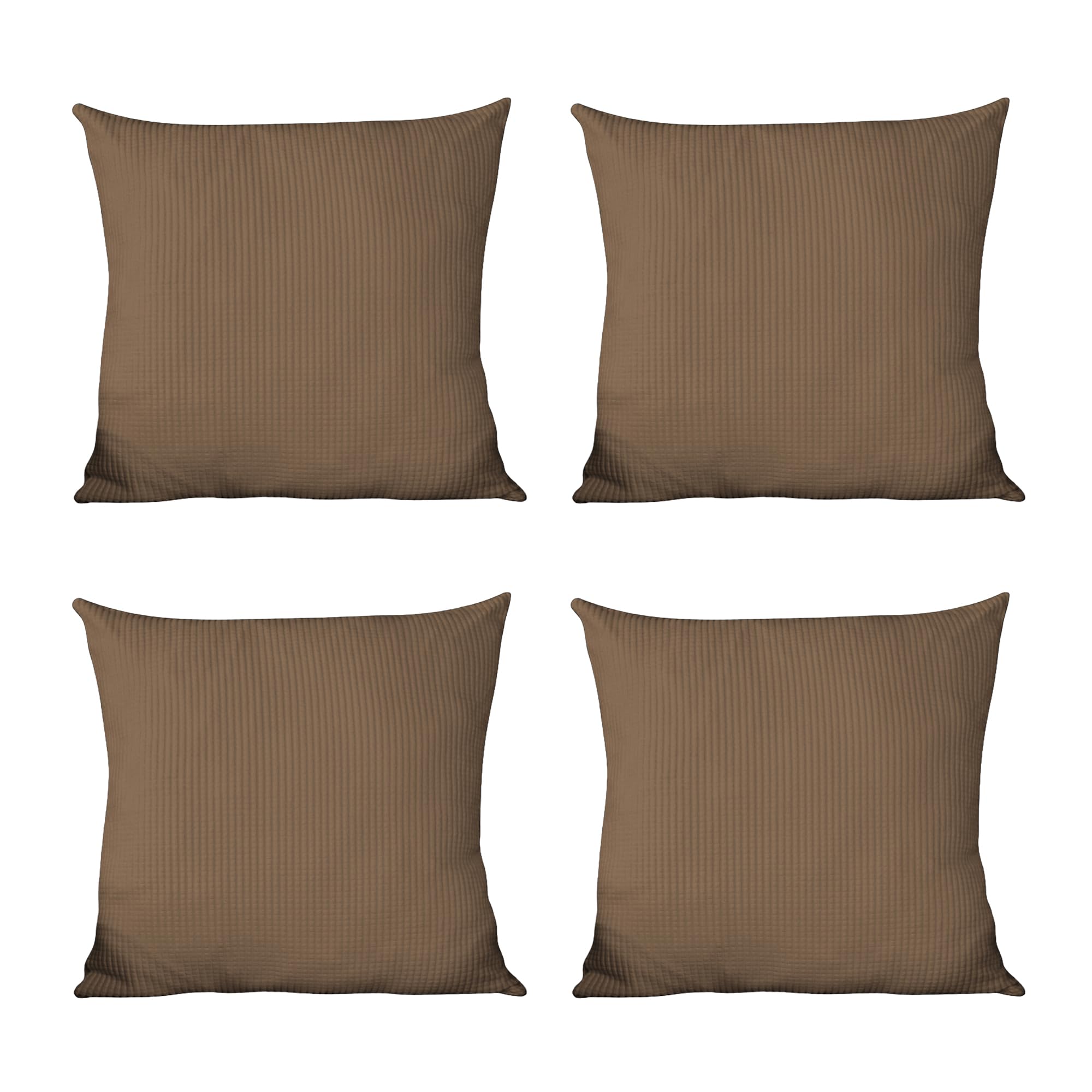 Trimming Shop Cushion Cover 18" x 18" cm 4 Pack Waffel Pattern Soft Velvet Decorative Square Throw Pillow Cases Pillow Shell for Livingroom Sofa Bedroom 45 x 45 cm Brown
