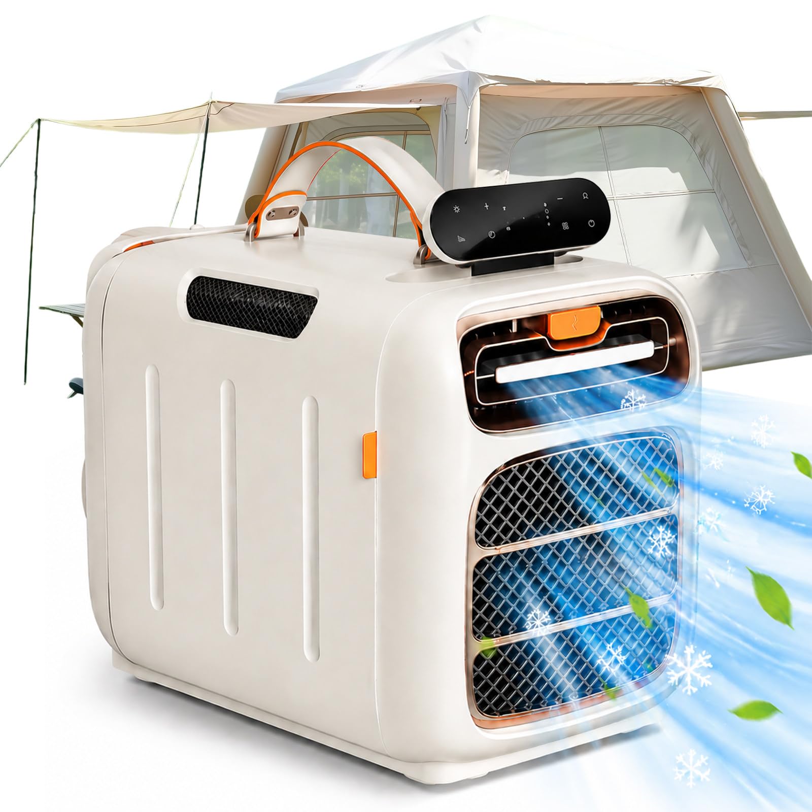 SHUMIAO Mini Air Conditioner Portable, 5200 BTU 1500W Compact All-in-One AC Unit with Integrated Bluetooth Speaker & Low Noise Night Mode for Tent Camping, Campervans & Student Dorms