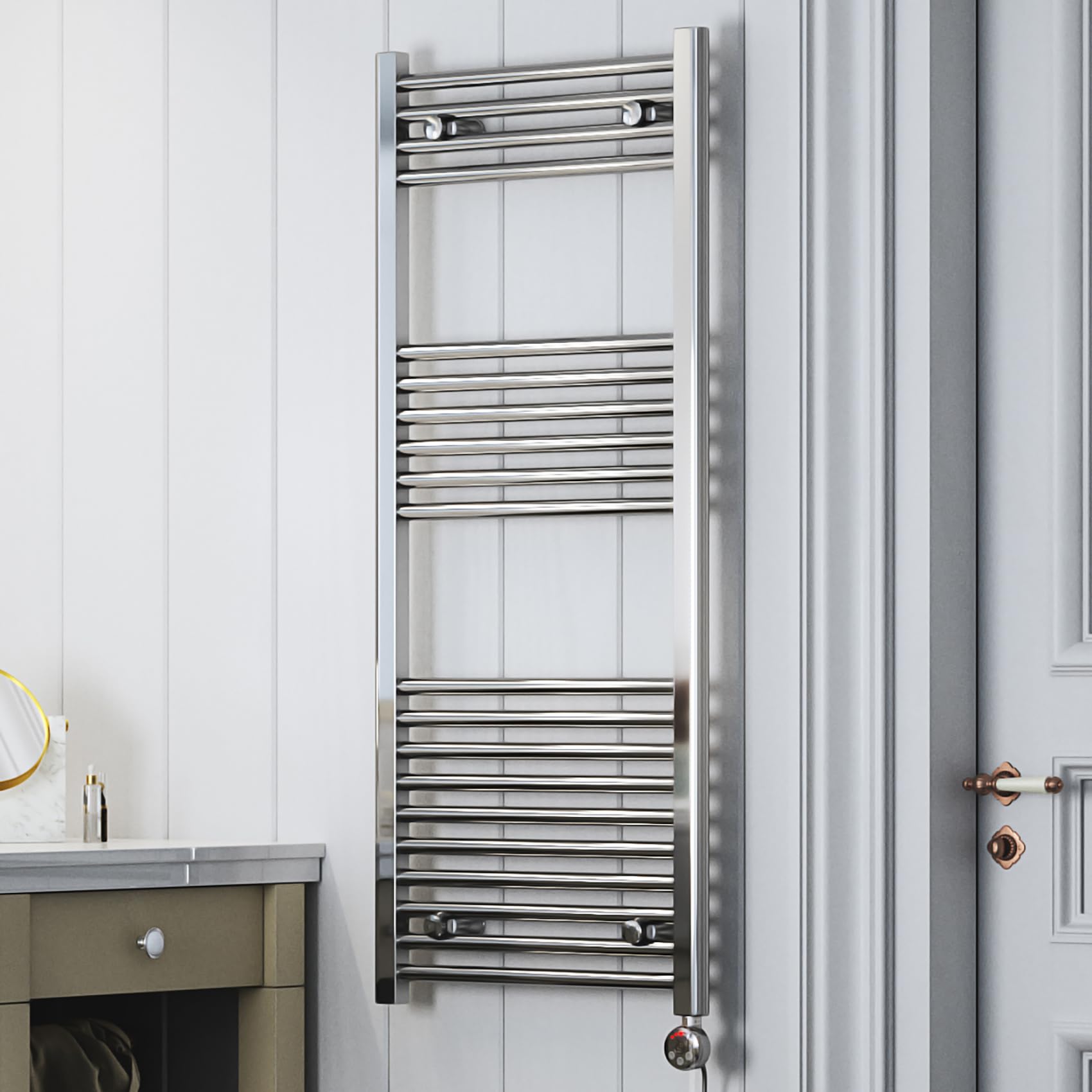 Terma Leo E Electric Variable Temperature Towel Rail Chrome 1023Btu 1200 X 500Mm