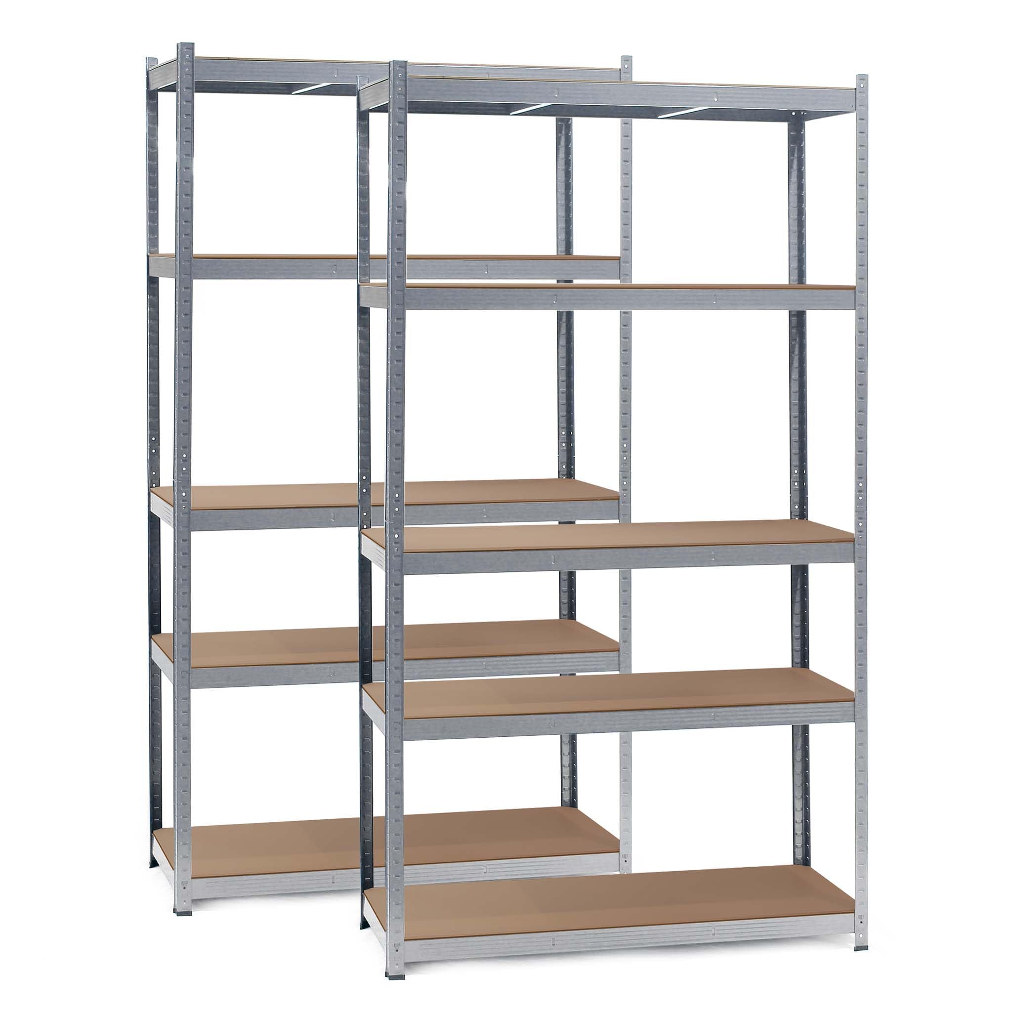 Wiltec 2x Regał magazynowy z ocynkowanej stali 100 x 60 x 200 cm, regał garażowy do 1000 kg z montażem bez narzędzi, regał do piwnicy i magazynu