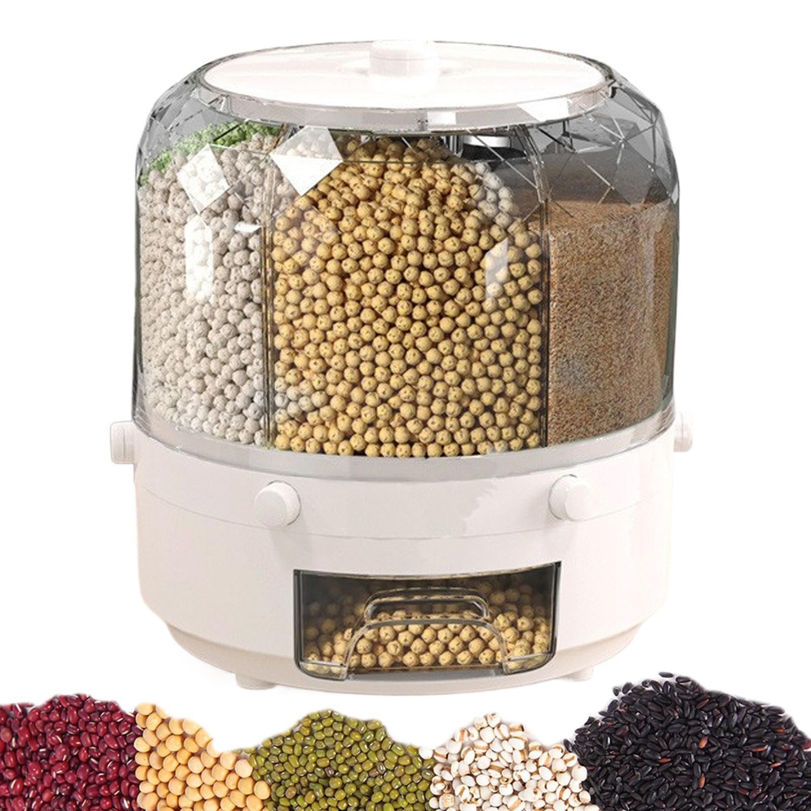 Organizador de granos de cocina | Dispensador giratorio de alimentos | Caja sellada de almacenamiento de arroz | Tanque de almacenamiento de alimentos | Almacenamiento de granos giratorio Capacidad de