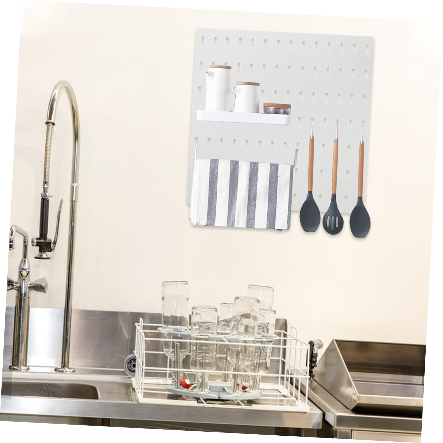 BELLIFFY Pegboard Wall Organizer Panel No Drilling Required Easy Installation for Entryway and Garage Construction Flexible Position