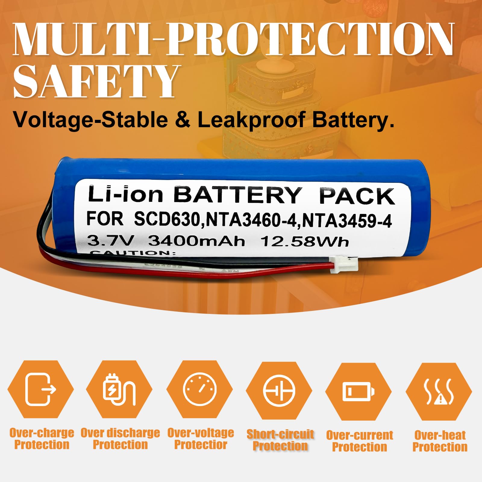 Batterie compatible avec les babyphone Philips Avent SCD620, SCD625, SCD630, SCD831, SCD833, SCD835, SCD841, SCD843, SCD845, etc. Remplace les modèles Philips NTA3460-4, NTA3459-4, 1S1PBL188. 65 à 2