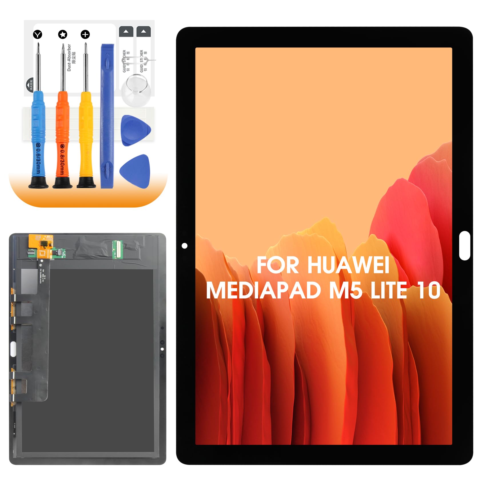 Bildschirmersatz für Huawei MediaPad M5 Lite 10 LCD Display für Huawei MediaPad M5 Lite BAH2-L09 BAH2-W09 10,1 Zoll LCD Screen Touchscreen Digitizer Montage mit Reparatur, Schwarz