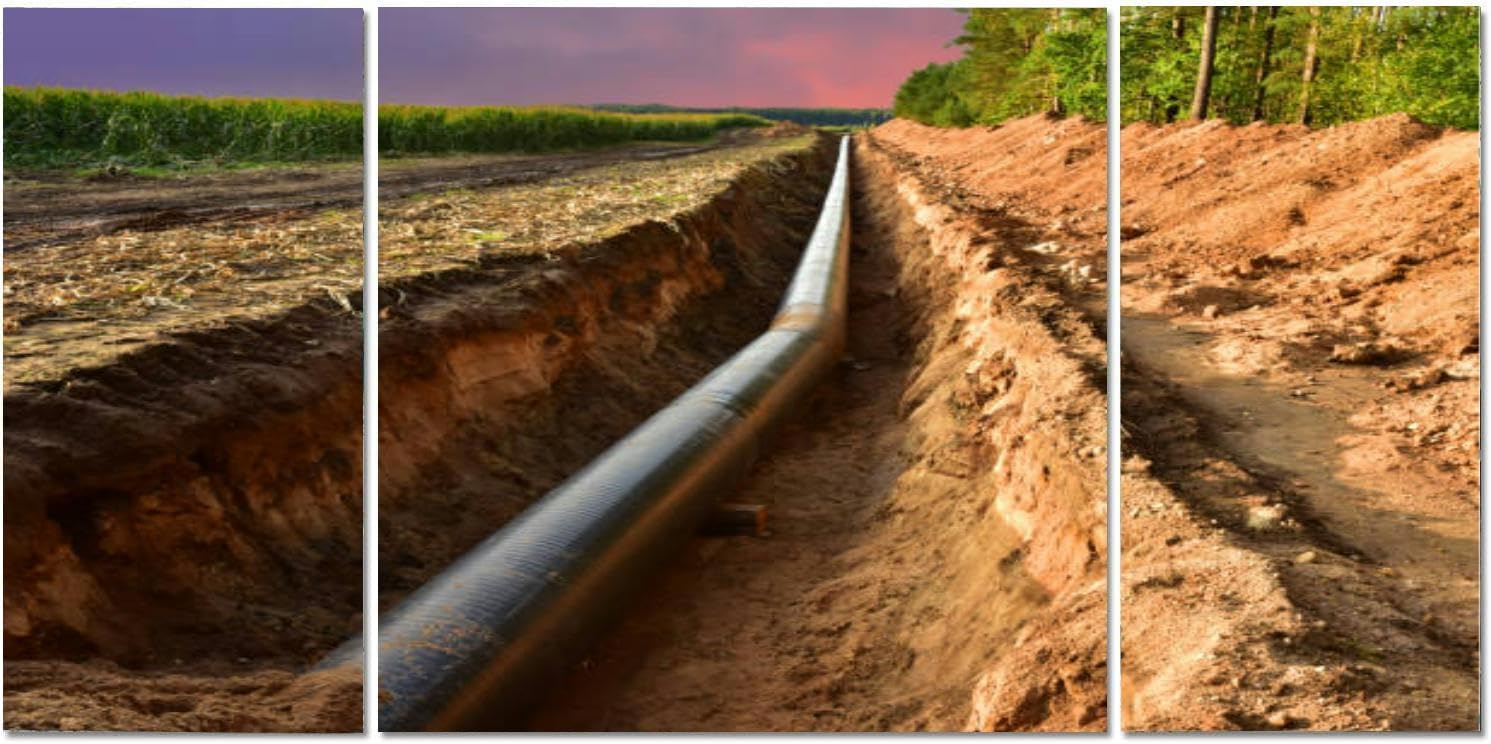 Construction Gas Pipeline Project Large Wall Art Decor Canvas Wall Art Paintings Pictures for Bedroom Above Bed Living Room Decoration Office Artwork 3 Piece