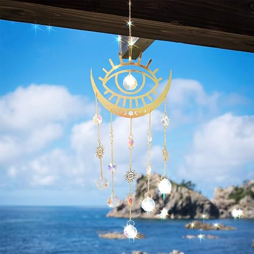 Miniatura 3 de Artilady Atrapasoles de jardín de mal de ojo, prismas grandes, bola de cristal, campanillas de viento para exterior, ventana interior, habitación de