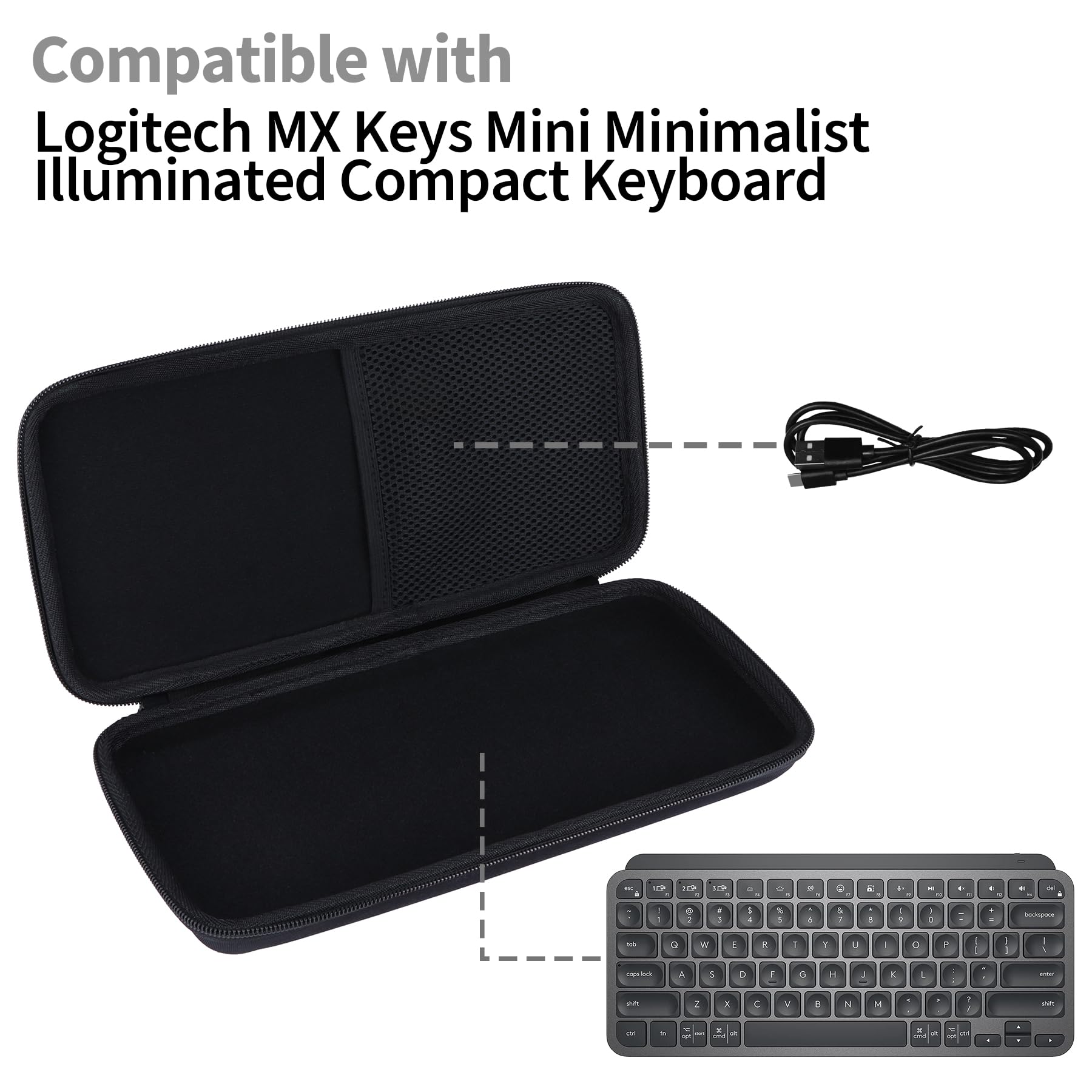 Dur Étui de Protection Compatible avec Logitech MX Keys Mini Minimaliste Clavier (Noir)