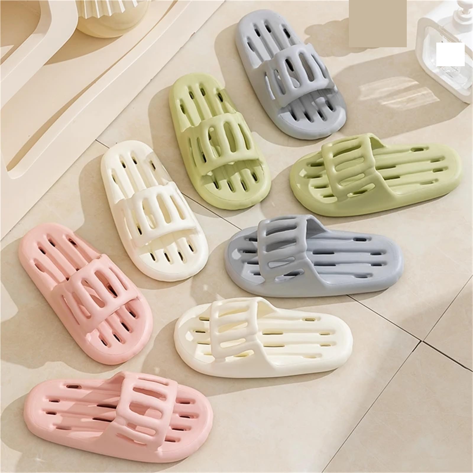 Paar Sommer-Badeschuhe, aushöhlen, auslaufsicher, schnelltrocknend, zum Baden, für Damen, rutschfest, weich, für die Dusche (Grau, 36–37) (Grün, 44/45 EU)