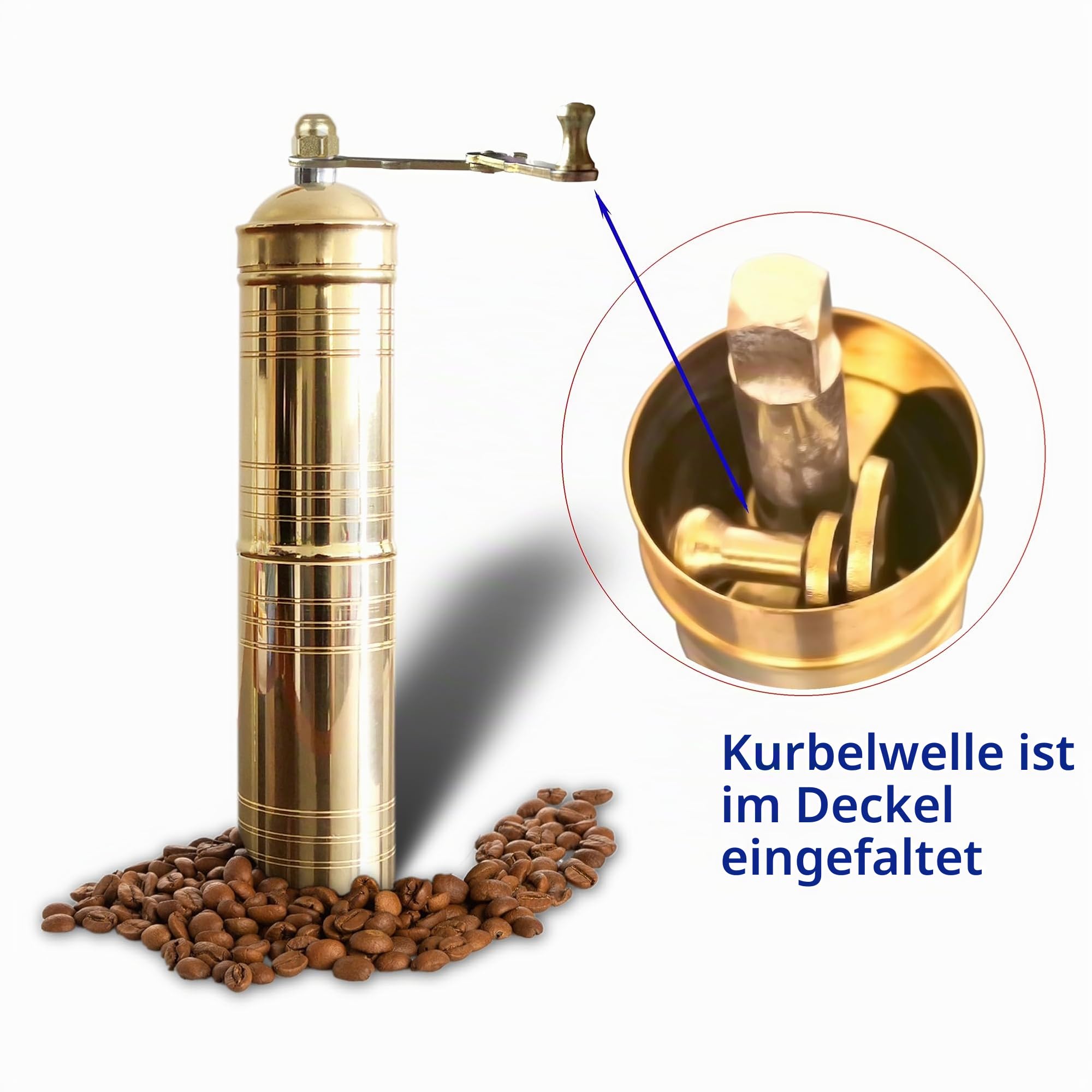 Traditionelle türkische manuelle Kaffeemühle, Messing-Kaffeemühle, Küchendekoration, Qualifikation, verstellbare Mahlwerk, manuelle Kaffeemühle mit Griff