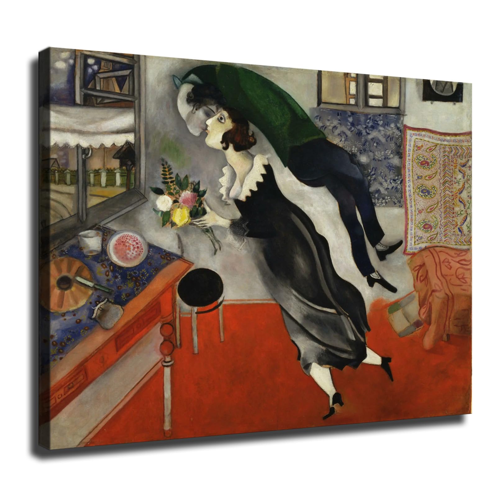 SinYor Marc Chagall Birthday Poster Canvas Print Wall Art Modern Room Living Room Bathroom Kitchen Bedroom Decor (16×20inch-No Framed)