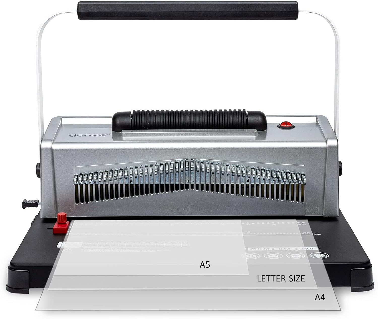 Tianse Spiral Coil Binding Machine, Manual Book Punch Binder with Electric Coil Inserter, Comes