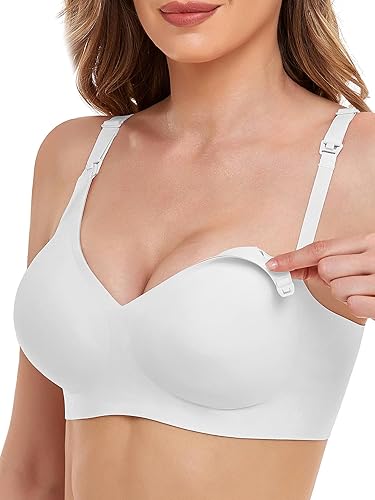 Vinfact Sujetadores de lactancia suaves para lactancia materna, sin costuras, para embarazo, bralette inalámbrico con extensor de brasier extra