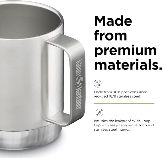 Klean Kanteen Insulated Camp Mug - 12 oz - Brushed Stainless