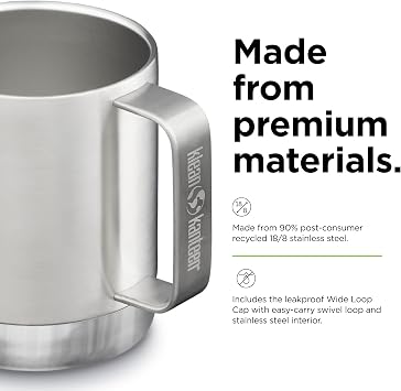 Klean Kanteen Insulated Camp Mug - 12 oz - Brushed Stainless