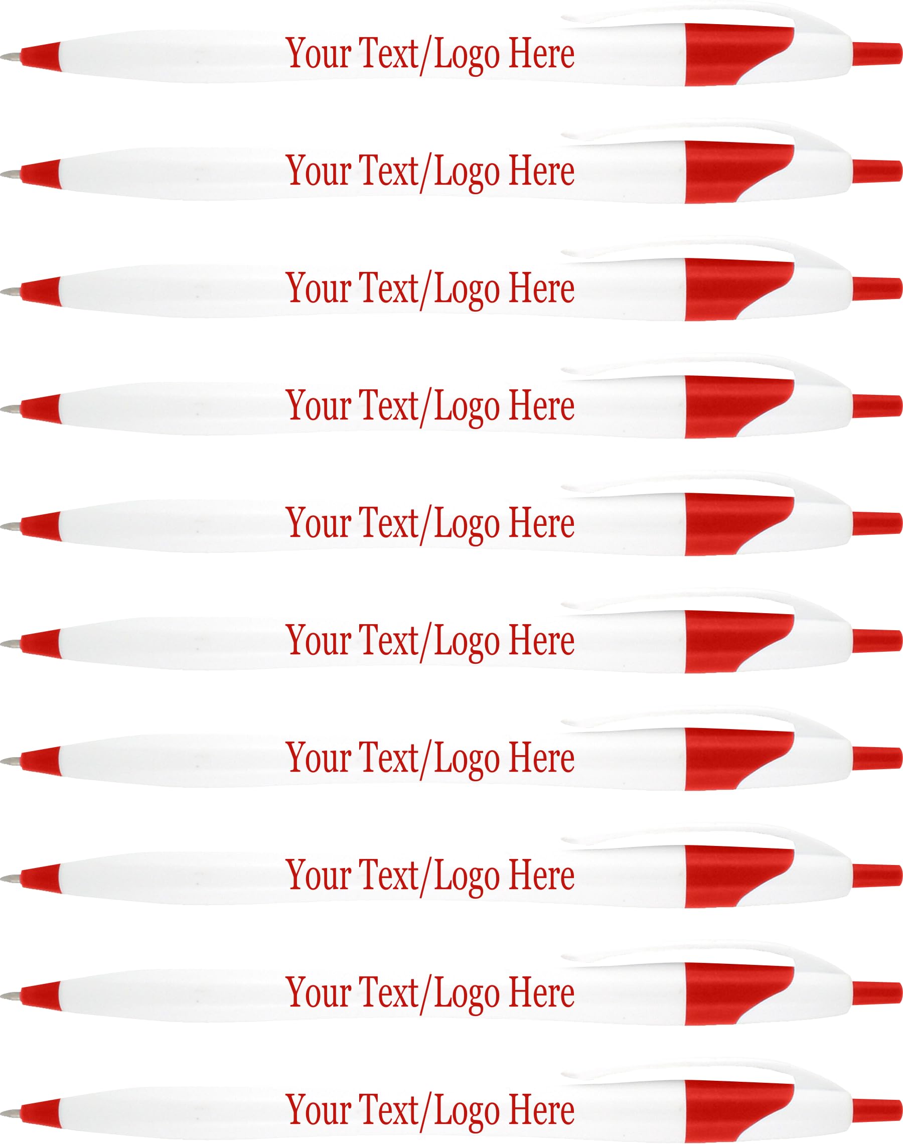 SyPen Personalized Pens With your Custom Logo or Text-500 Pack Bulk-for Businesses, Parties, and Events, Custom Printed Slim Ballpoint Click Pens, Red