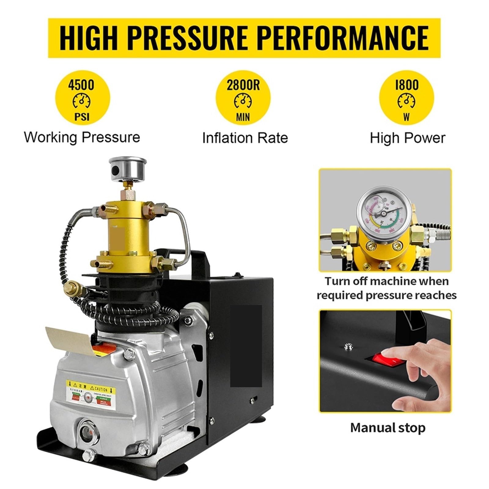 VChics TXES031 4500Psi 300Bar 30MPpa Compressore d'Aria Elettrico PCP Pompa ad Alta Pressione Serbatoio di gonfiaggio Bottiglia da Immersione