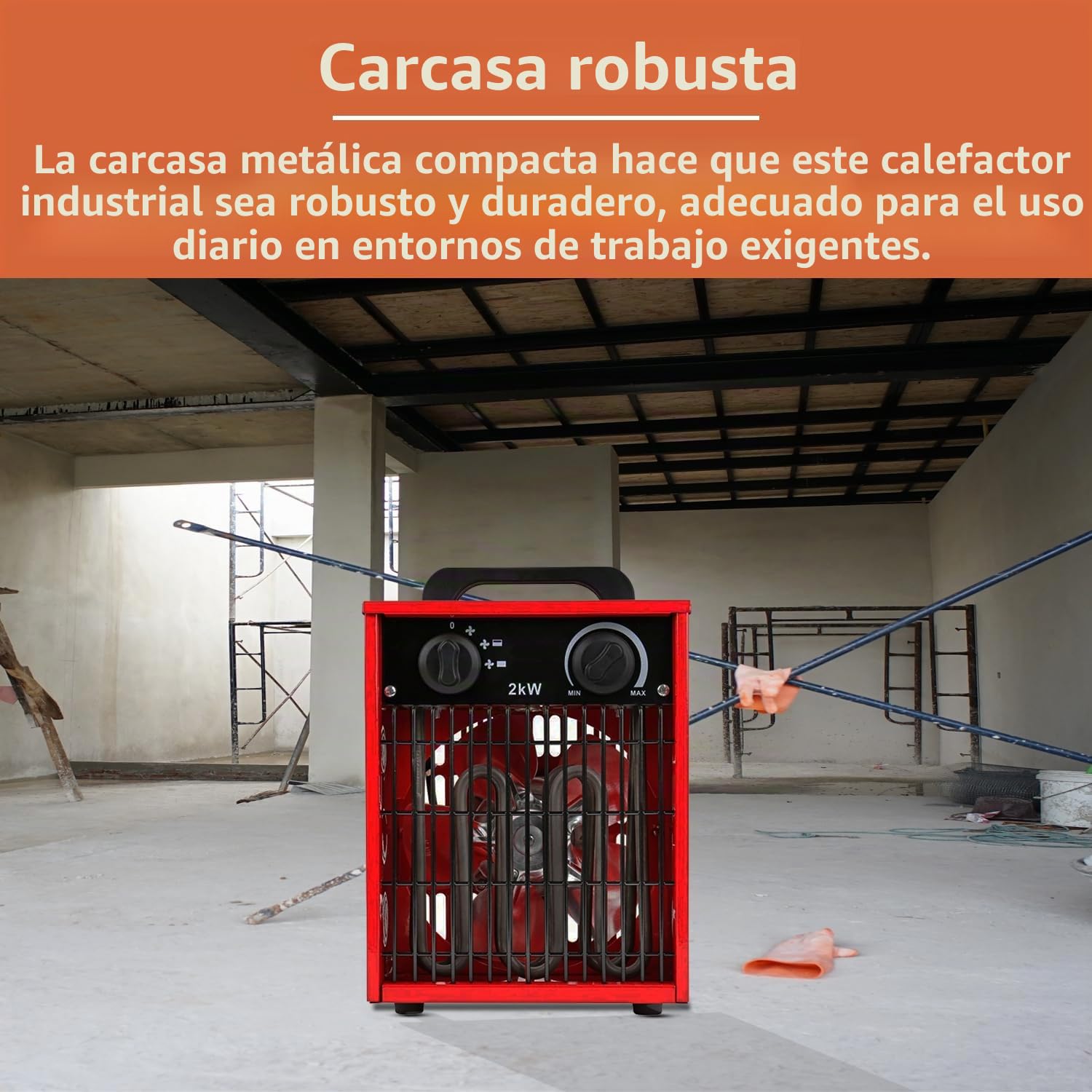 SHX SHX308HEAT2022 - Calefactor industrial de 2000 W, 2000 W, elemento calefactor de acero inoxidable, 3 modos de funcionamiento, a prueba de salpicaduras, ajustable, termostato, protección contra
