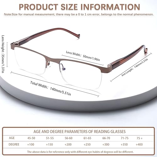 Miniatura 9 de CLASAGA Progressive Multifocus Reading Glasses for Women Men, Blue Light Ladies Computer Reader Metal Half Frame Eyewear