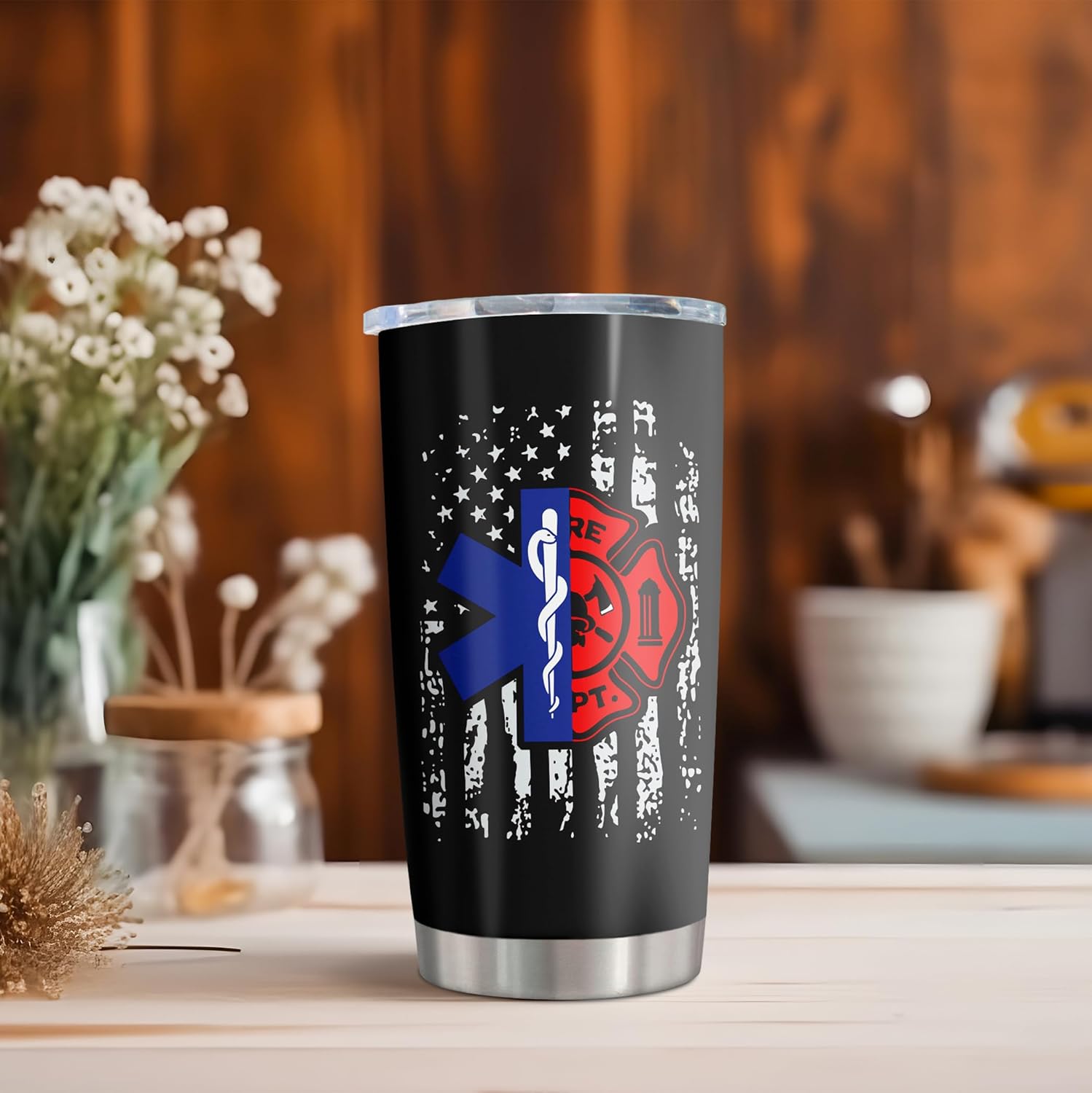 ZANIION EMT Firefighter Gifts Tumbler 20oz 1PC, First Responder Gift For Women/Men, Paramedic Fireman Firewoman EMS Birthday Gift Ideas, Fd Emergency Department, First In Last Out Responder Coffee Cup - Image 3