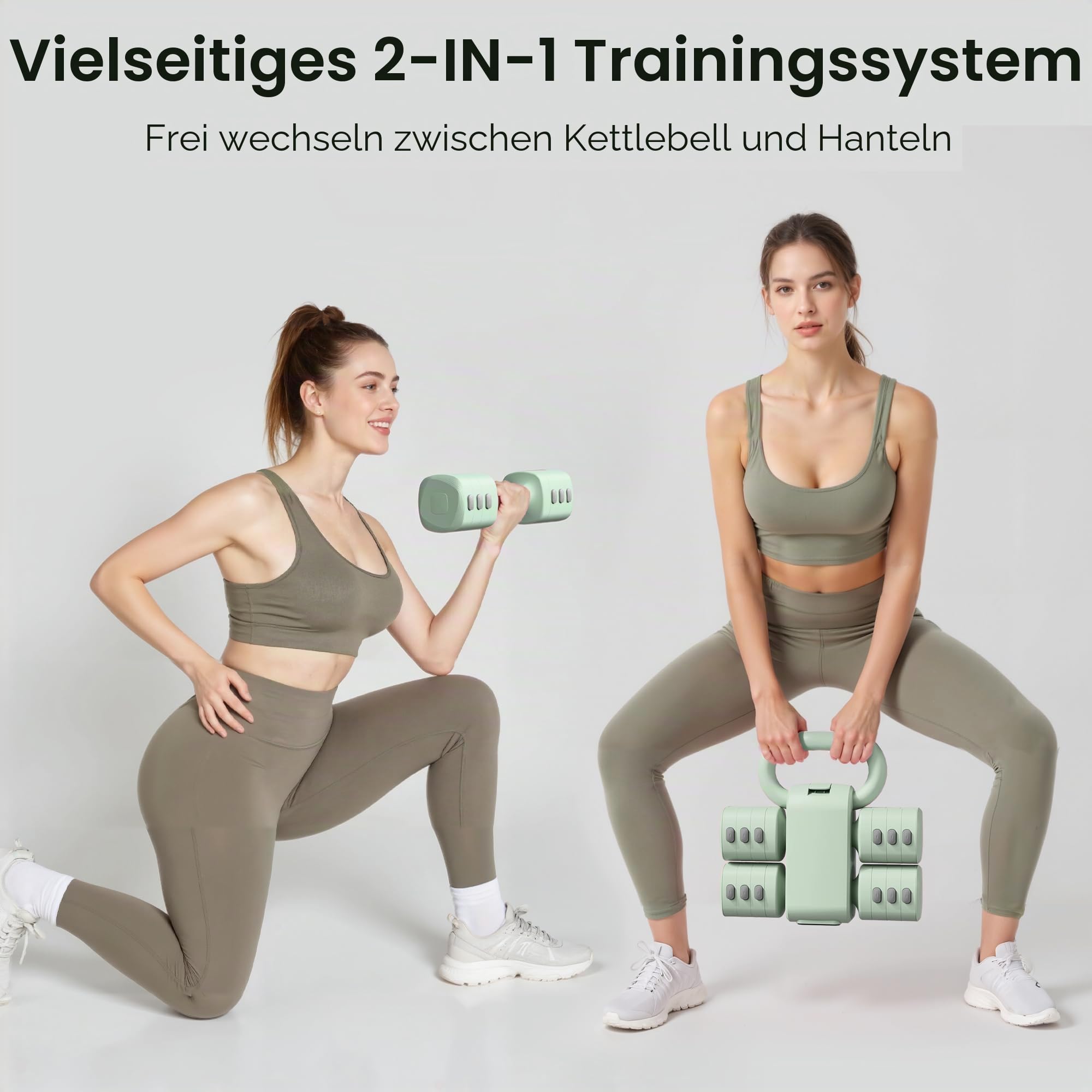 RYGEO 2-in-1 Verstellbares Hantelset für Frauen – 4 Stufen Kettlebell(2,2 lbs bis 12,1 lbs) – Heimfitnessgeräte für Zuhause – Fitness Hanteln