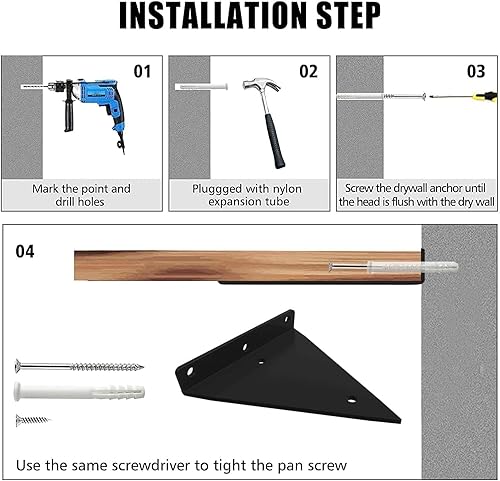 Miniatura 6 de Paquete de 8 soportes flotantes para estantes pequeños de 4 x 3 pulgadas, soporte de estante flotante de 4 pulgadas, soportes de estantes flotantes,