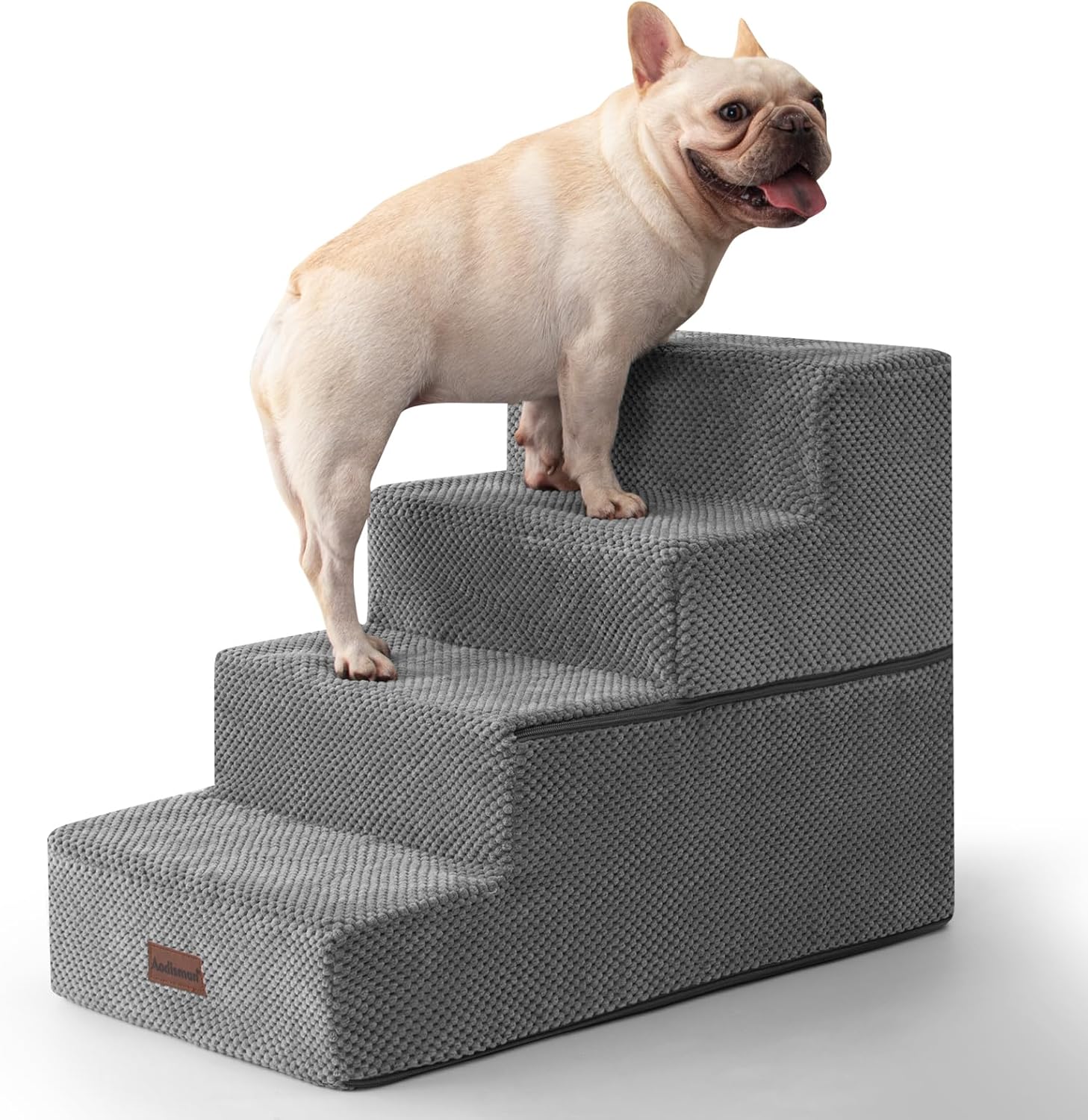 Dog Stairs for Bed 18.5″ H, 4-Step Dog Steps for Small Dogs and Cats, Indoor Non-Slip Balanced Pet Stairs are Suitable for Puppy, Older Cat,Gery Dog Stairs for Bed 18.5″ H, 4-Step Dog Steps for Small Dogs and Cats, Indoor Non-Slip Balanced Pet Stairs are Suitable for Puppy, Older Cat,Gery
