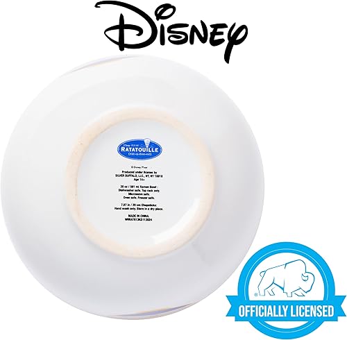 Miniatura 7 de Silver Buffalo Disney Pixar Ratatouille con Remy Cooking Love - Cuenco de cerámica para fideos ramen y arroz con palillos, apto para microondas, 20